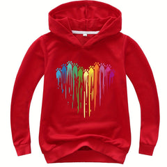 Kids Hoodie with Paws and Heart Print for Boys Girls Toddlers