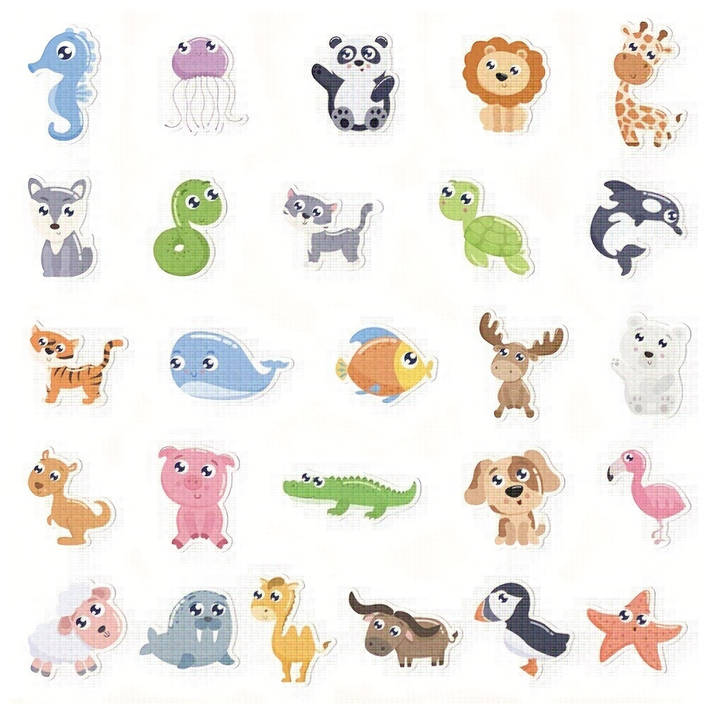 52 Cartoon Animal Stickers Waterproof for Laptop Phone Case Decoration