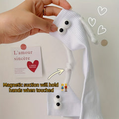 2 Pairs Hand In Hand & Cartoon Eyes Decor Socks Women's Stockings