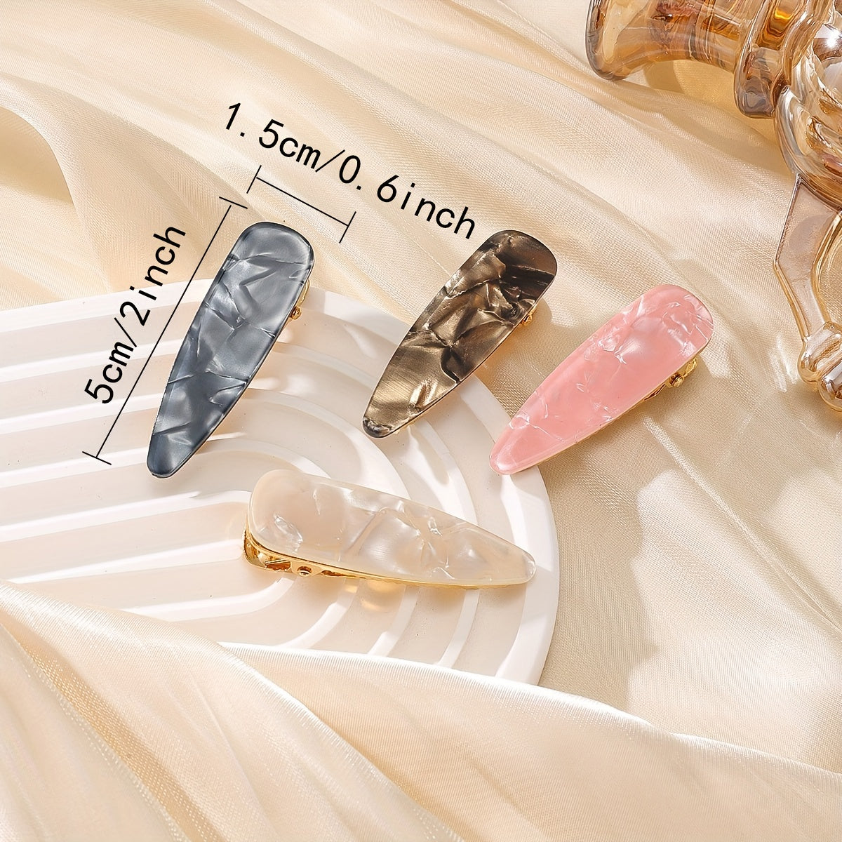 4pcs Marbling Barrettes Hair Clips Hair Claw Accessories for Girls