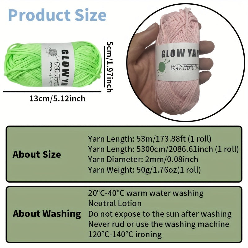 Glow In The Dark Yarn for DIY Knitting Luminous Yarn 50g