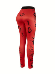 Letter Print High Waist Summer Leggings