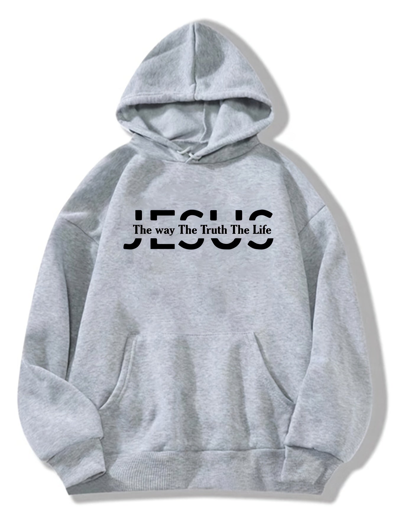 Jesus Print Hoodies Drawstring Kangaroo Pocket Sweatshirt