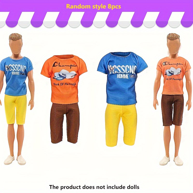 8pcs Men's Doll Clothing for 11-inch Dolls, Christmas Gift for Kids