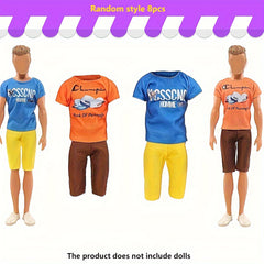 8pcs Men's Doll Clothing for 11-inch Dolls, Christmas Gift for Kids