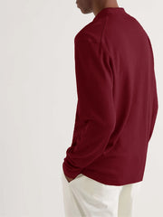 Mountain Pattern Knit Polo Shirt Men's Casual Lapel Stretch Pullover Sweater