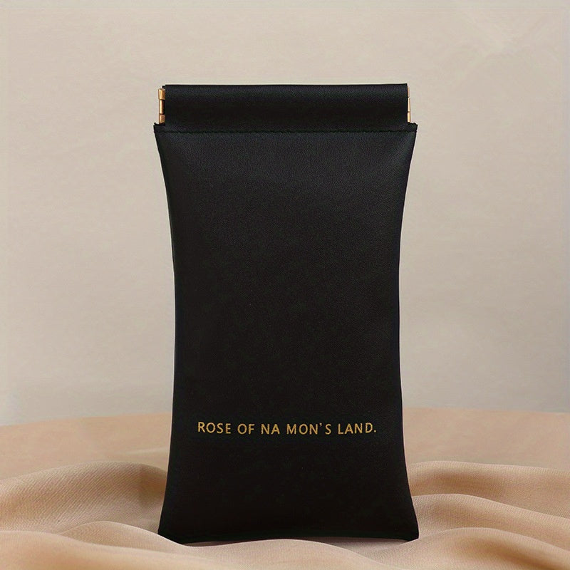 Slogan Graphic Glasses Bag PU Leather Waterproof Sunglasses Storage Pouch