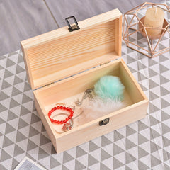 Unfinished Wooden Box With Hinged Lid, Rectangle Keepsake Box