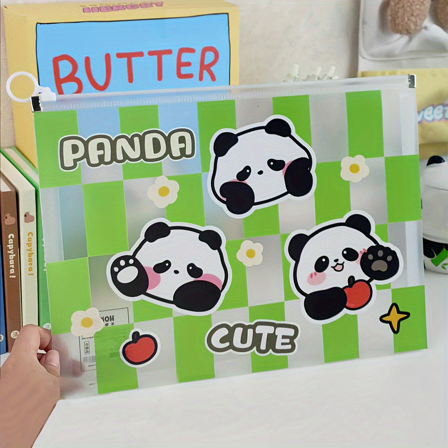 1pc Panda Style Office Document Bag A4 File Bag Large Capacity File Storage Bag
