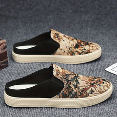 Men's Flower Print Slip On Loafer Shoes Casual Anti Skid Walking Shoes