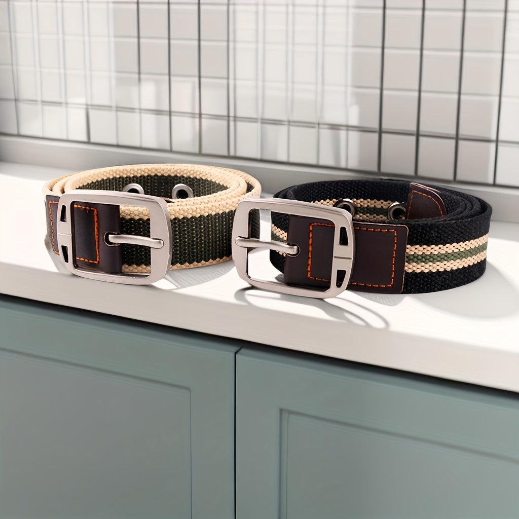 Canvas Alloy Needle Buckle Braid Belt Fashionable Cowboy Overalls Belt