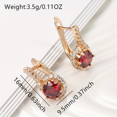 Red Zircon Long Earrings For Women Vintage Hollow Earrings