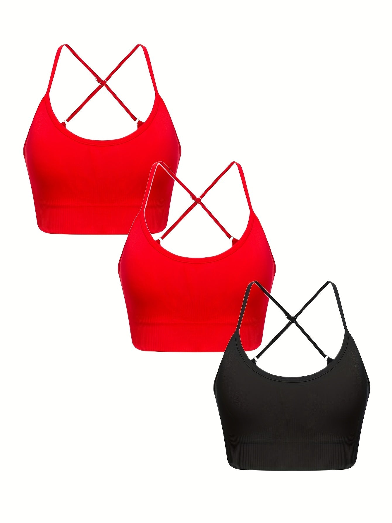 3pcs Criss Cross Back Sports Bras Wireless Bra