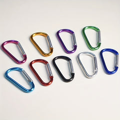 10pc Aluminum Alloy Keychain Hooks for Camping Hiking - Random Colors