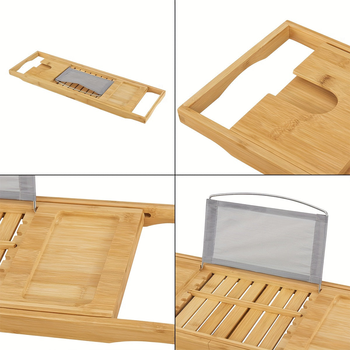Bamboo Bathtub Tray Caddy with Sides