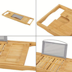 Bamboo Bathtub Tray Caddy with Sides