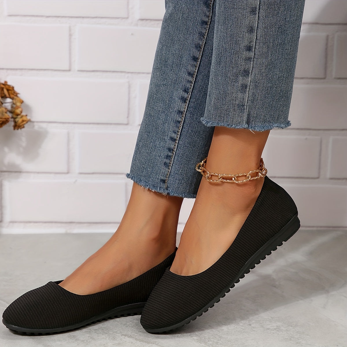 Women's Striped Pattern Flat Shoes Slip On Lightweight
