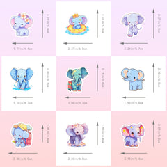 50pcs Cartoon Elephant Waterproof Vinyl Animal Stickers
