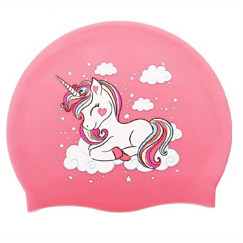 Cartoon Waterproof Kids Swimming Cap for Long Hair Girls and Boys