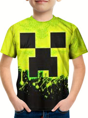 Pixel Abstract Geo Print T shirt Boys Kids Casual Shirt Sleeve Comfy Summer