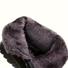 Fur Lined Snow Boots Suede Mid Calf Boots