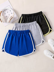 3pcs Girls' Running Shorts Sports Yoga Casual Shorts Athletic Fit