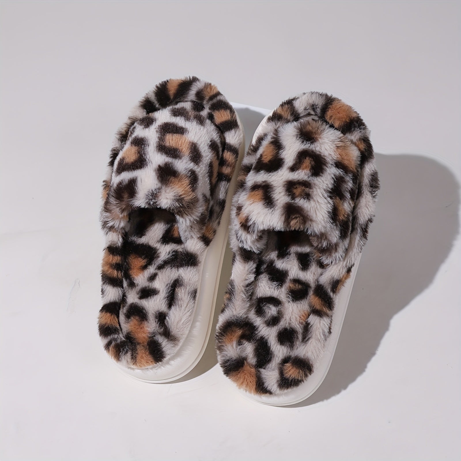 Plaid Pattern Open Toe Fuzzy Slippers Women's Sandals