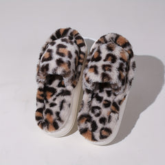 Plaid Pattern Open Toe Fuzzy Slippers Women's Sandals