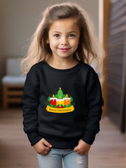 Christmas Cartoon Candles Print Girls Sweatshirt