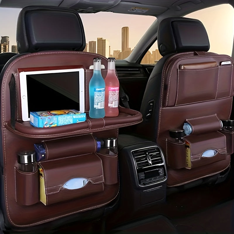 Car Seat Storage Bag Leather Hanging Bag Car Chair Back Folding Storage Bag
