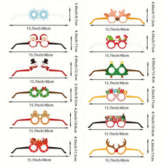 12 Pack Christmas Party Glasses Paper Props Festive Holiday Themed Eyewear