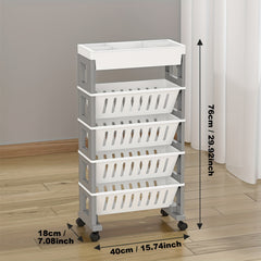 5-6 Level Movable Bookshelf Desk Side Bookshelf