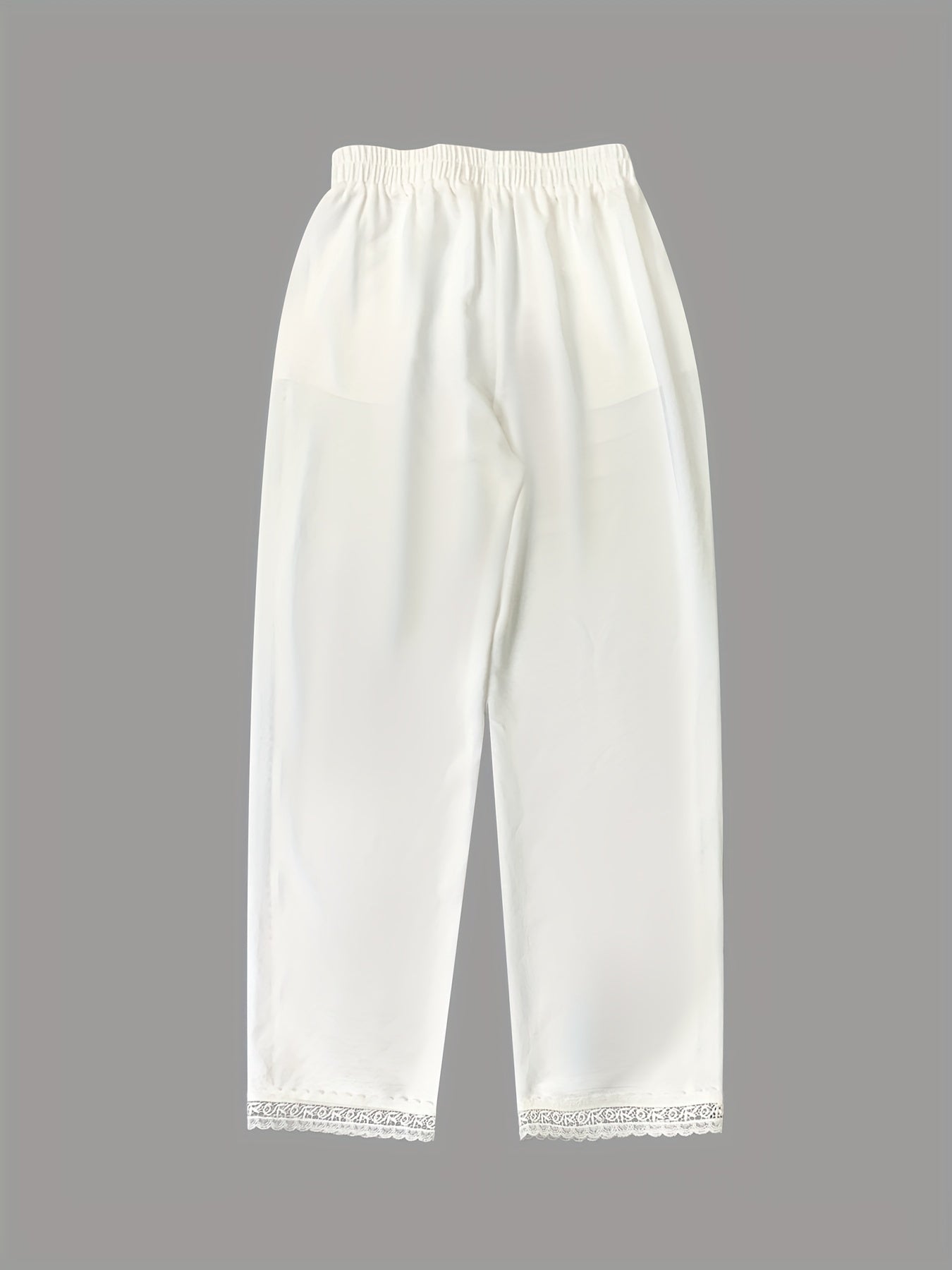 Lace Waist Straight Leg Pants Casual Loose Pants