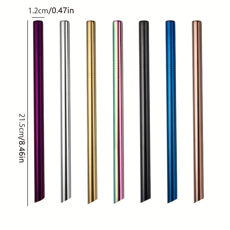 215mm Stainless Steel Bubble Tea Straw with Oblique Mouthpiece