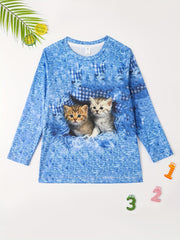 3D Print Kitty Friends Graphic T shirt for Girls