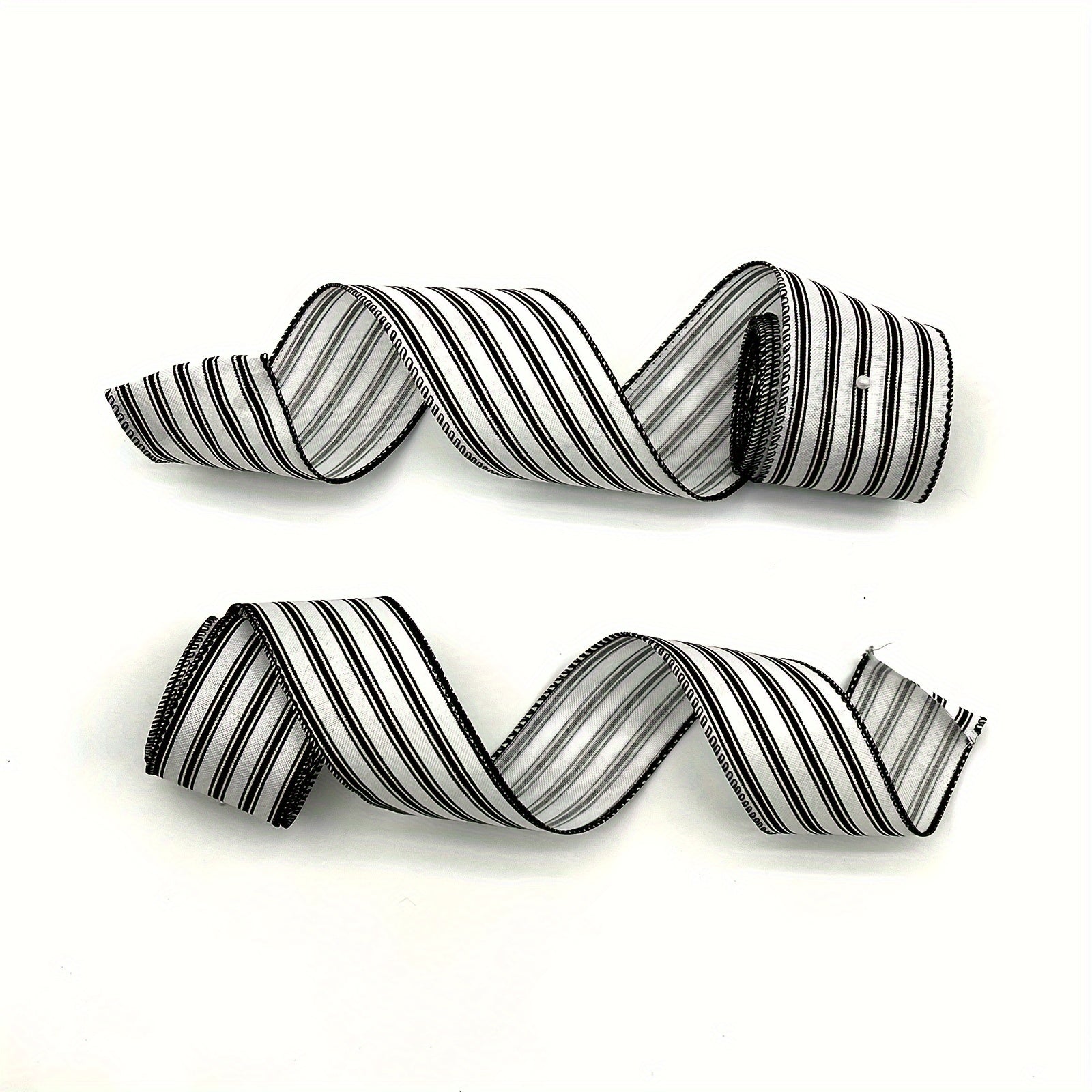 1pc 4 57 Meter Christmas And Stripes Wired Edge Ribbon Rustic Ribbon