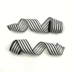 1pc 4 57 Meter Christmas And Stripes Wired Edge Ribbon Rustic Ribbon