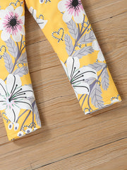 Kid Girls Flower Pattern Leggings Tight Breathable Stretch Leggings