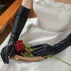 Satin Long Gloves for Prom Party Vintage Women