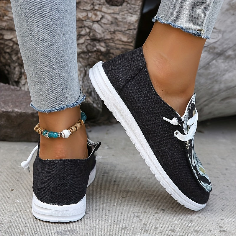 Women's Money Print Canvas Shoes Casual Lace Up Outdoor Shoes