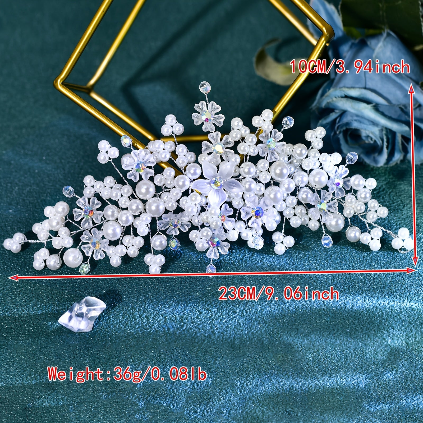 Vintage Beaded Bridal Headband Crystal & Gemstone for Weddings Prom