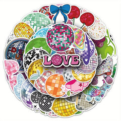 50pcs Disco Party Cartoon Graffiti Stickers Love & Peace Theme for Water Bottles