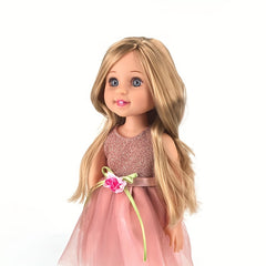 Sparkling Pink Princess Doll with Sequin Top & Floral Skirt