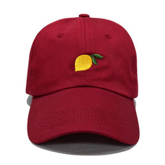 Lemon Embroidery Baseball Cap Solid Dad Hat Adjustable Sun Hats For Women
