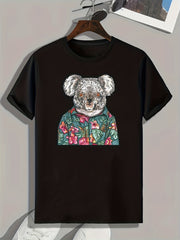 Bear Print Men's Graphic T shirt Casual Comfy Tees For Summer