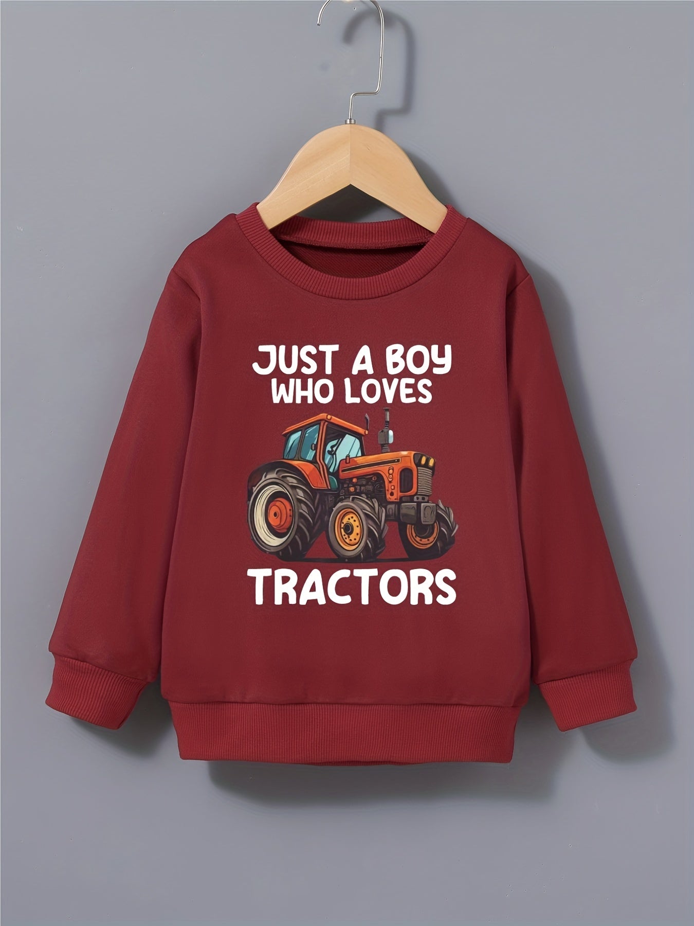 Boys Tractor Sweatshirt Long Sleeve Pullover Top