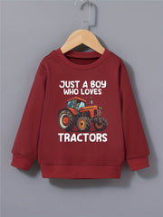 Boys Tractor Sweatshirt Long Sleeve Pullover Top