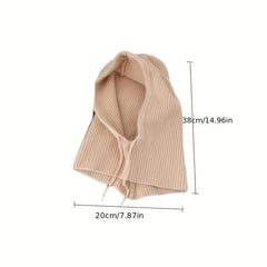 Fashionable Neck Cover And Windproof Plain Knit Beanie Hat