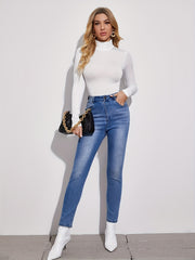 Slim Mock Neck Bodysuit Long Sleeve One Piece Women's Clothing
