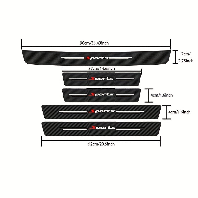 Universal Car Door Sill Scuff Plate Rear Bumper Protector Guard 5pcs